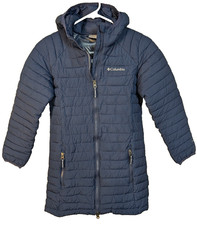 Columbia Omni-Heat Hooded Puffer Jacket Girls Size: M 10-12 Blue Winter Long