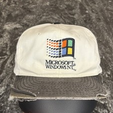 Vintage 90s Microsoft Windows NT SnapBack Hat Y2K Tech Promo Cap Rare Distressed