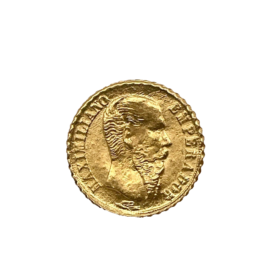 1865 Peso Mexico Mexican Maximiliano Emperador Gold Mini Coin 22k