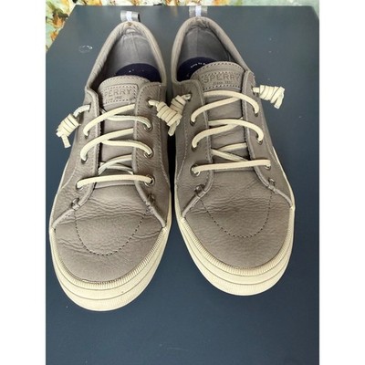 Sperry Crest Vibe Grey Leather Slip On Sneakers Womens Casual Shoes