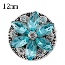 Mini Snap Jewelry Rhinestone Blue Flower fits 12mm Petite Ginger Accessories NEW
