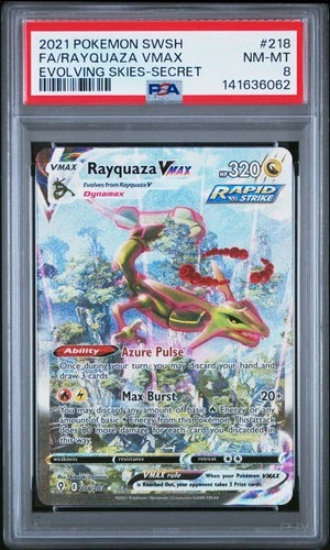 2021 POKEMON SWORD & SHIELD EVOLVING SKIES SECRET FULL ART/RAYQUAZA VMAX PSA 8