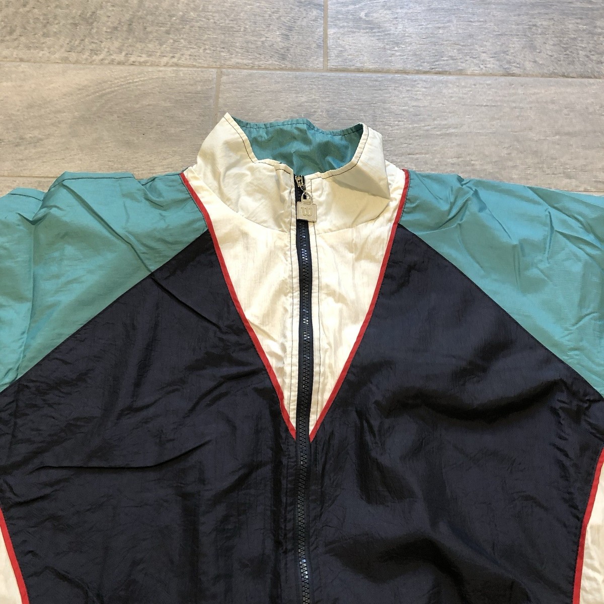 Vintage 90s Wilson Windbreaker Jacket Track Colorblock Zip Up