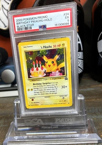 2000 Pokemon Black Star Promo Happy Birthday Pikachu #24 - PSA 5