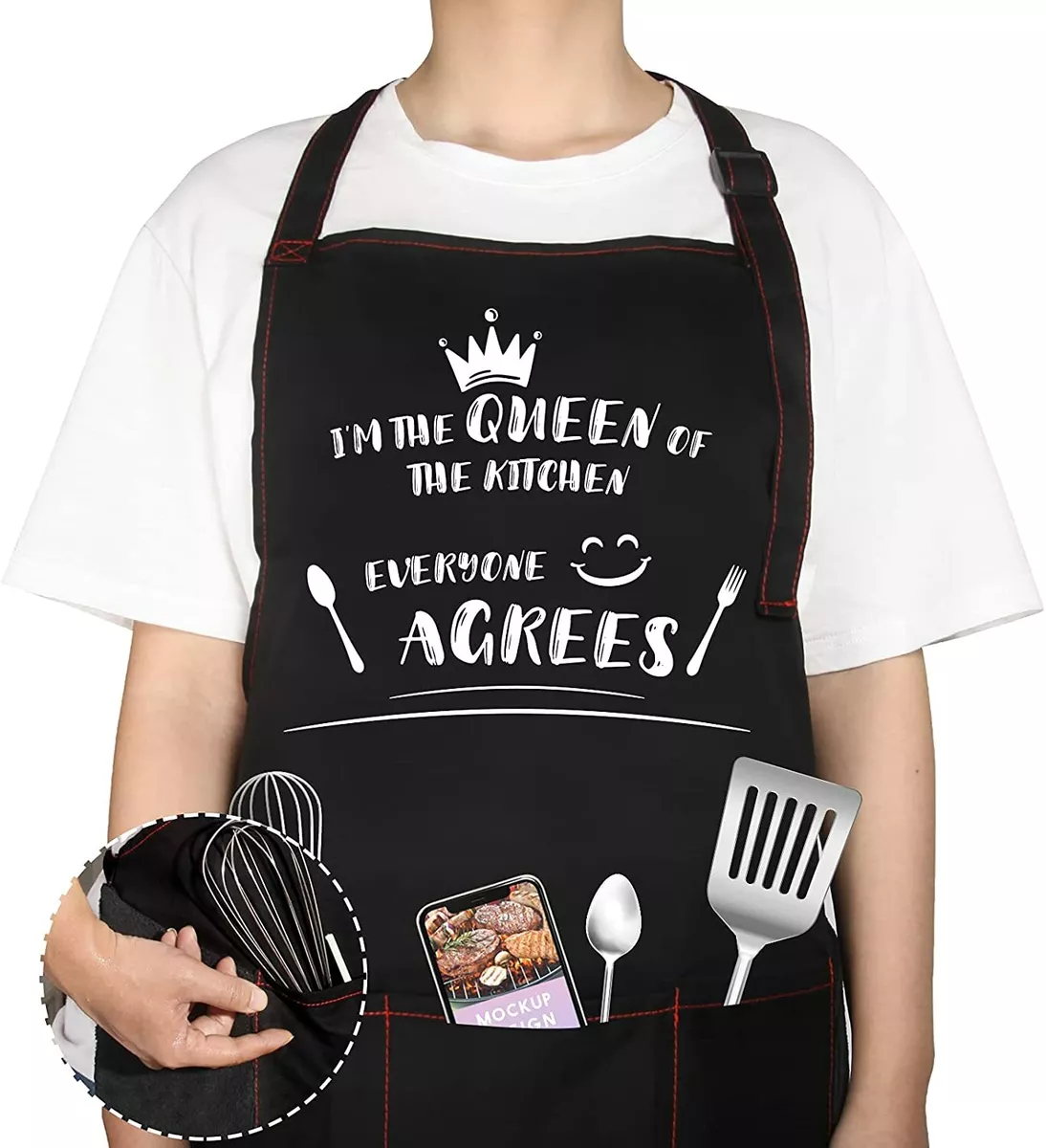 Funny Aprons for Women with Pockets, Kitchen Cooking Grilling Bbq Cute Chef  Apron, Mothers Day Birthday Gifts for Women