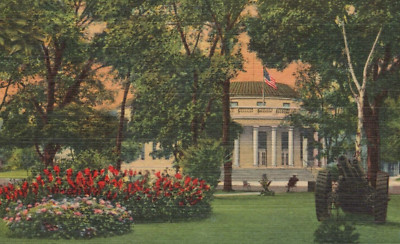 Washington Park Showing Post Office Sandusky Ohio Linen Vintage Post Card