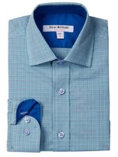 NWT - ISAAC MIZRAHI Boy's SH9405 Mint/Blue MINI CHECK  BUTTON DOWN  SHIRT 18/20
