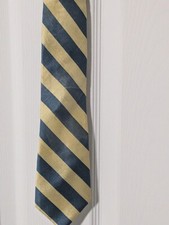 Vintage Gant 100% Silk Men's Tie Yellow & Blue 3" Wide Retro Made In USA