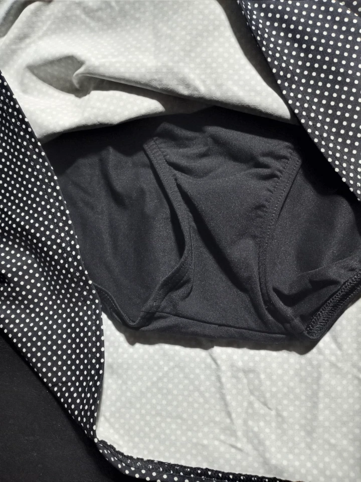 Women's Swim Skirt Skort Tankini Bottoms Bikini Beach Swimwear Black Polkadot - Image 2 of 2