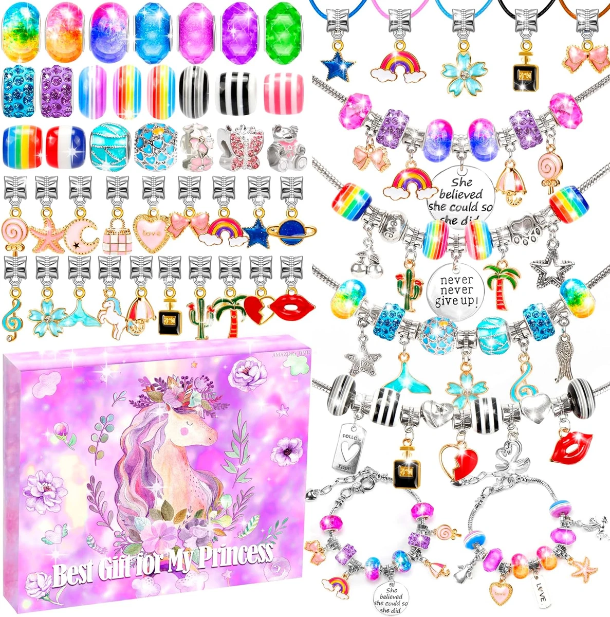 130 Pcs Charm Bracelet Making Kit Unicorn Mermaid Toy Jewelry