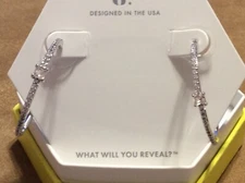 Bomb Party Make Them Wonder Lab Morganite Rhodium Plated Earrings Hoops 6168