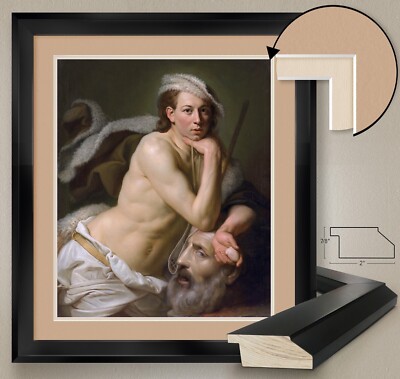 32W''x38H'' DAVID w/HEAD OF GOLIATH by JOHAN ZOFFANY - DOUBLE MATTE, GLASS & FRAME