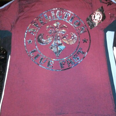 AFFLICTION Live Fast Fleu De LIS Saints Divio Dare RaRe Large L NEW T-SHIRT