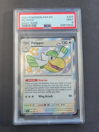 PSA 9 PELIPPER 204/091 - SCARLET & VIOLET PALDEAN FATES SHINY RARE - MINT
