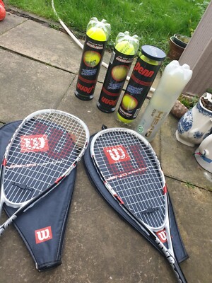 2/Wilson Nano Carbon Squashschläger/Kommt mit 2 Schlägerhülle/Abdeckung/4 Bälle 