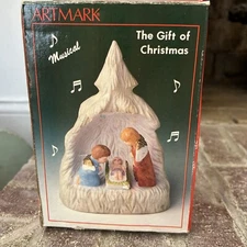 Vintage 1988 Artmark The Gift Of Christmas Nativity Silent Night Musical Figure