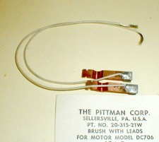 Pittman DC706 Slot Car Motor Brushes with Lead Wire 1 PR 20-315-21W Vintage NOS