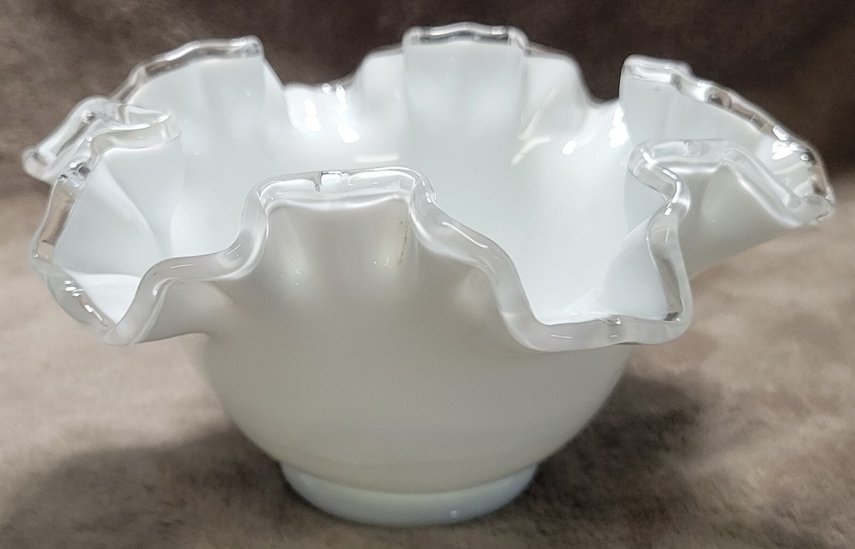 Vintage Fenton Silver Crest Milk Glass 7