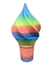 3D Printed Ice Cream Cone Multicolored Decor Desk Art Fun Toy