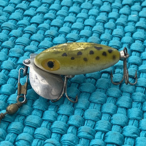 Vintage Jitterbug Fred Arbogast Hardbody Plug Green & Yellow Fishing