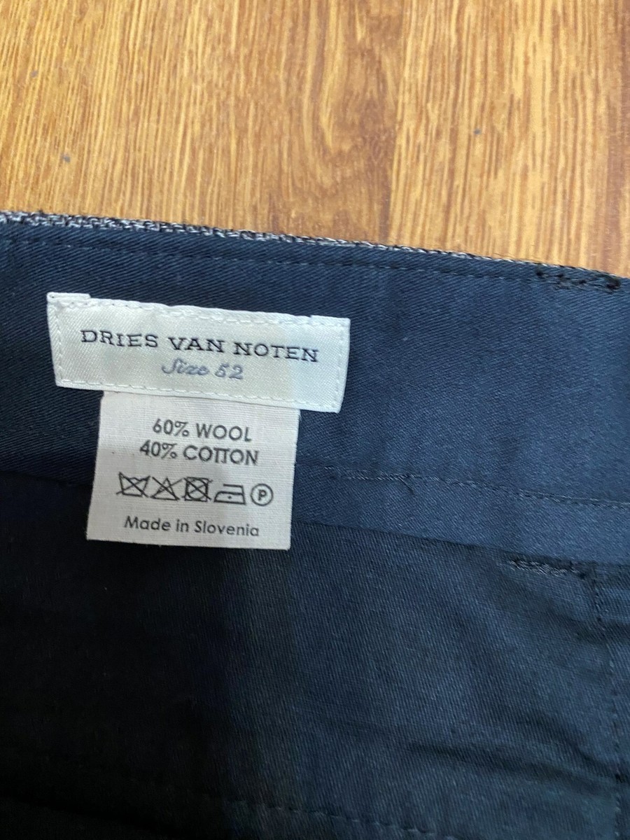 DRIES VAN NOTEN GREY MELANGE TWEED WOOL BLEND CROPPED PANTS-SIZE