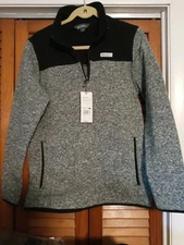 Eddie Bauer Men's 1/4 Zip Sweater Fleece - Solid Black/Grey Size Small NWT