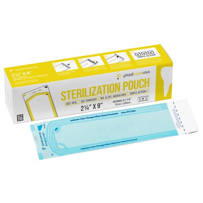 2000 2.25'' x 9'' Dental Sterilization Sterilizer Autoclave Bags Pouches Steam Dry