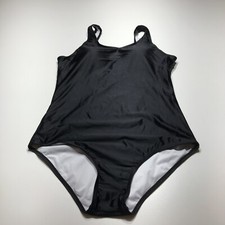 NWT One Piece Swimsuit Black Cross Back Regular Cut Built-In Bra Womens Large