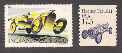 INDIANAPOLIS INDY 500 - 1911 MARMON WASP RACING CAR - 2 U.S. POSTAGE STAMPS