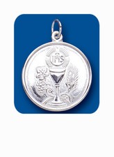 Holy Communion Medal Pendant Sterling Silver 925 Hallmark All Chain Lengths