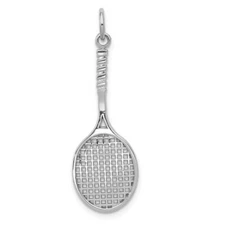 Real 14kt White Gold Tennis Racquet Charm