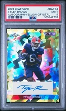 2024 LEAF VIVID TYLER BROWN YELLOW CRYSTAL AUTO #3/10 PSA 9 MINT