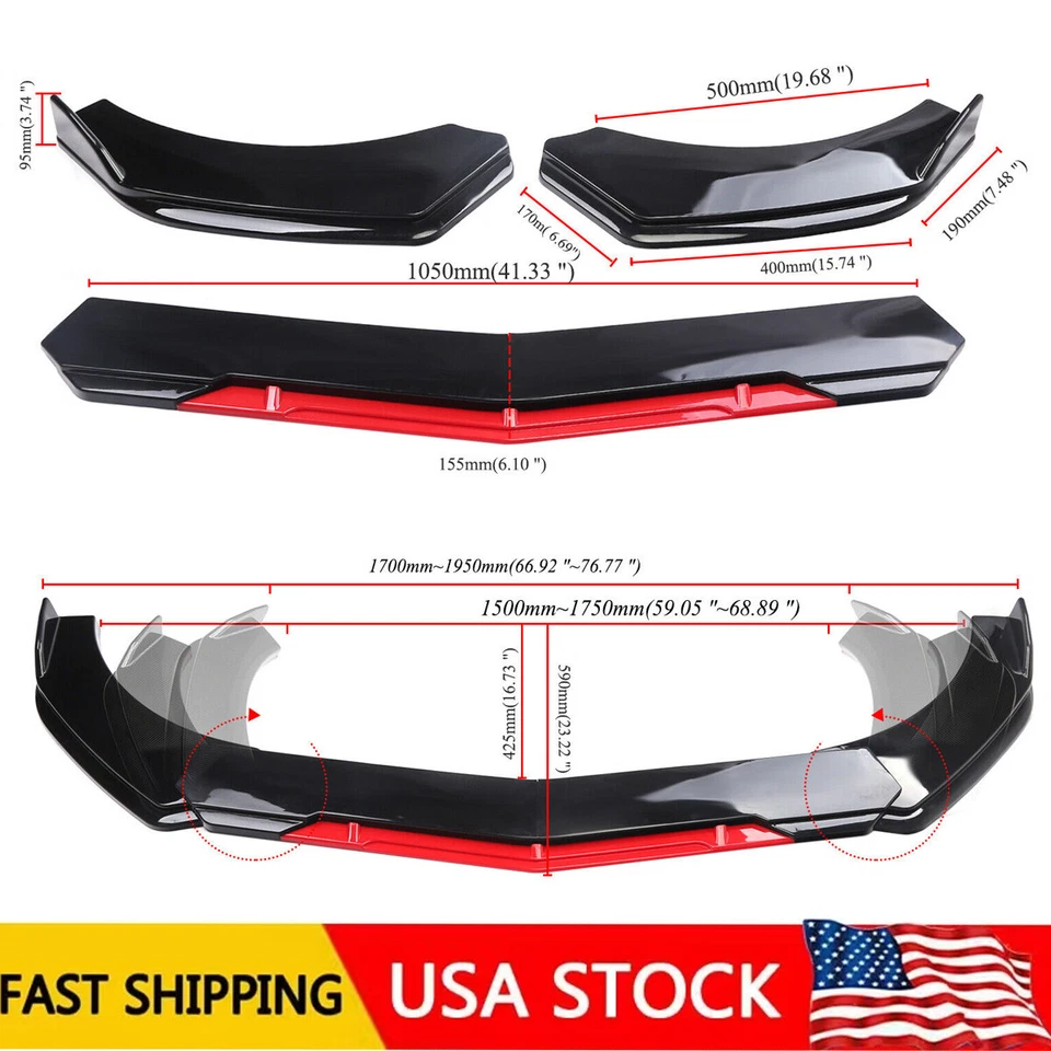 For Nissan Maxima Front Bumper Lip Splitter Spoiler Body Kit Side Skirt Foto 2 de 4
