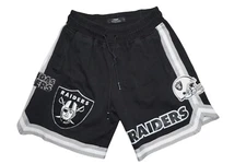 Las Vegas Raiders Black Graphic Shorts – Embroidered Logo, Side Stripes, Size M