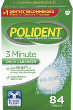 Polident Antibacterial Denture Cleanser 84 Tablet-Triple Mint