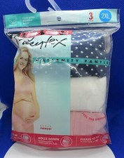 PLAYTEX 2XL 20-22 3 Pr Navy Dot/White/Peach Maternity Fold-Over Modern Briefs
