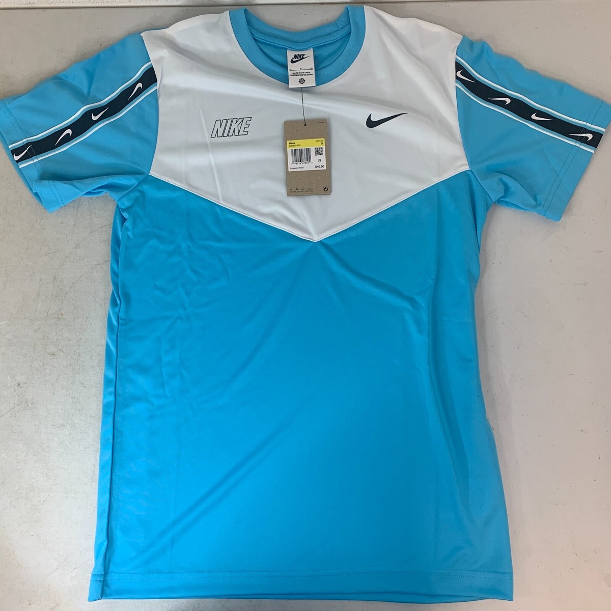 市立船橋サッカー部Nike DRI-FIT 長袖シャツ XXL 青 Nike Men Soccer SPTCAS Blu/Whte Fleece Crew Neck T-Shirt S/M
