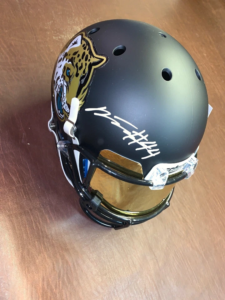 Myles Jack Signed Jaguars Full-Size Custom Matte Black Helmet With Mirrored Viso - Image 2 of 4