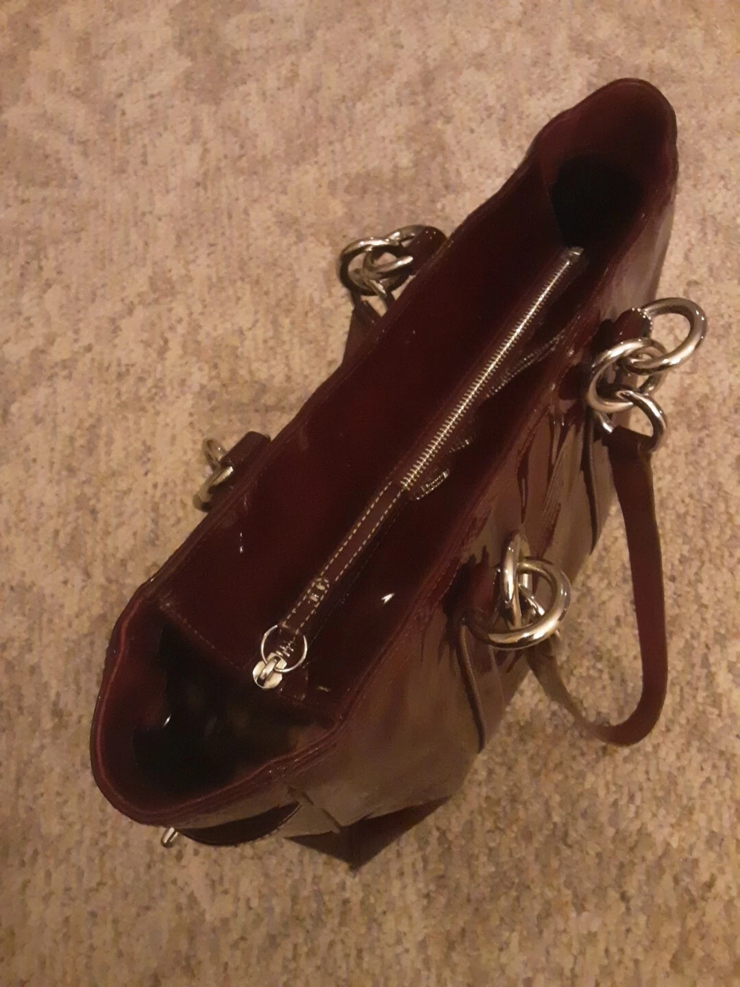 Borsa Coach Y2K vintage RARA grande borsa a tracolla bordeaux vernice pelle