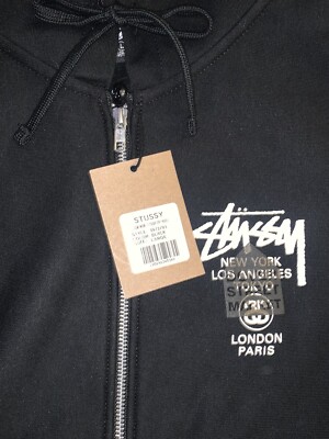 Stussy x DSM x Dover Street Market World Tour Black Zip Up Hoodie