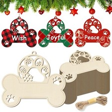 36 Pcs Christmas Dog Bone Ornaments for Christmas Tree Wooden Dog Paw Print H...