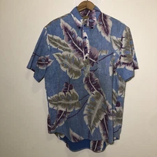 Fast Breakers Hawaiian Shirt Mens Large L Cotton Poly Made in USA Floral