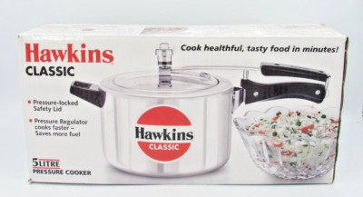 Hawkins Classic Aluminum Pressure Cooker, 5 L, Silver