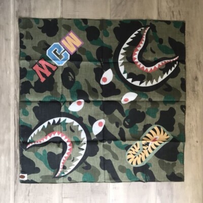 BAPE 1st camo green shark bandana WGM A Bathing Ape | eBay