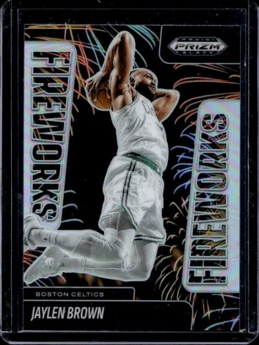 2024-25 Panini Prizm Black Jaylen Brown Fireworks Silver Prizm #17 Celtics