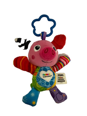 Tomy Lamaze Pig Baby Rattle Multicolor Bell and Crinkles