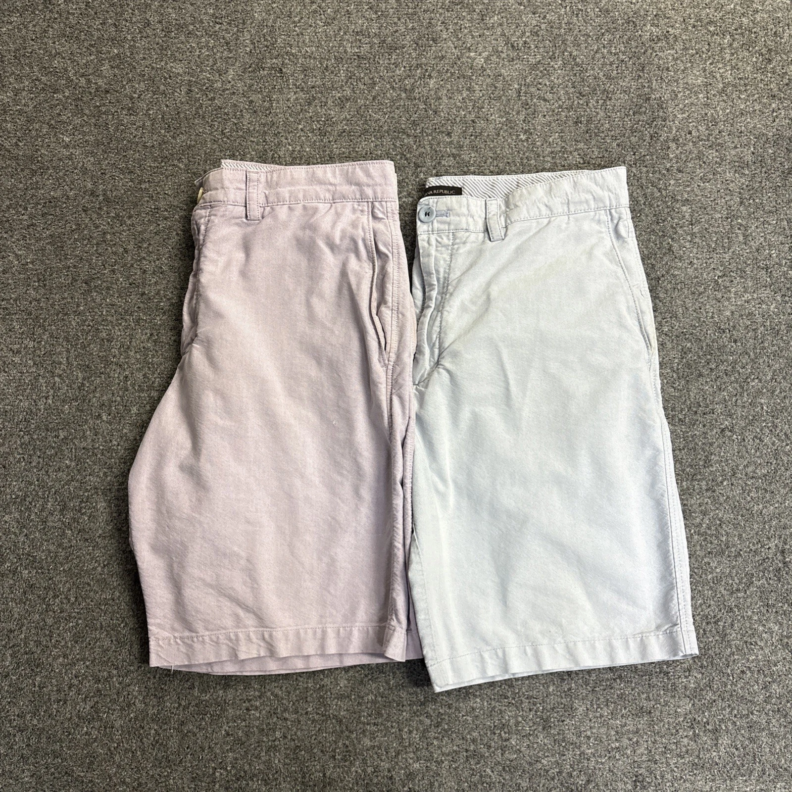 Banana Republic Chino Shorts Mens 33 Lot Of 2 Light Blue / Purple Cotton Summer