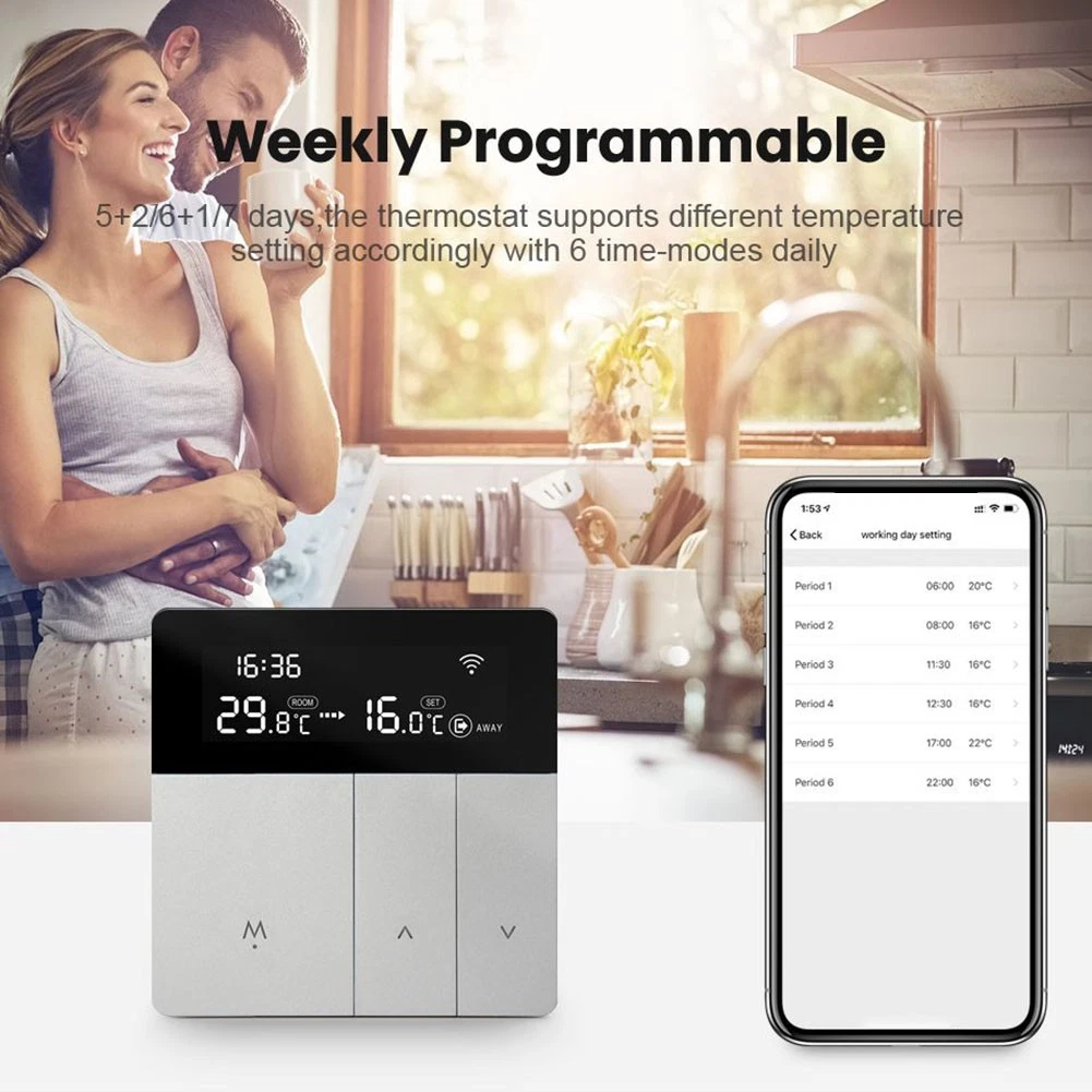 User Friendly WiFi Thermostat for Smart Home Heating App Compatibility