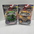 Monster Jam Truck GRAVE DIGGER & ThunderRoarus 2 Pack with Matching Dirt Bikes