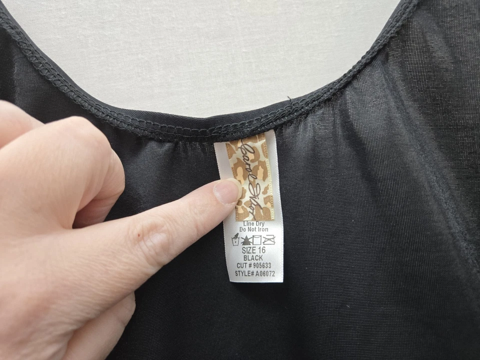 Camiseta sin mangas Carol Wior Midriff tónico con banda para el vientre A06072 negra talla 16 debajo del busto Foto 3 de 4